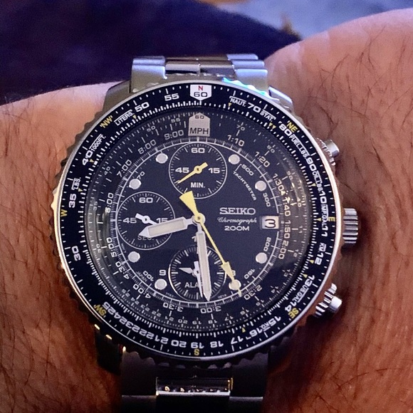 Seiko Flightmaster Chronograph Watch SNA411 Alarm - Picture 9 of 11